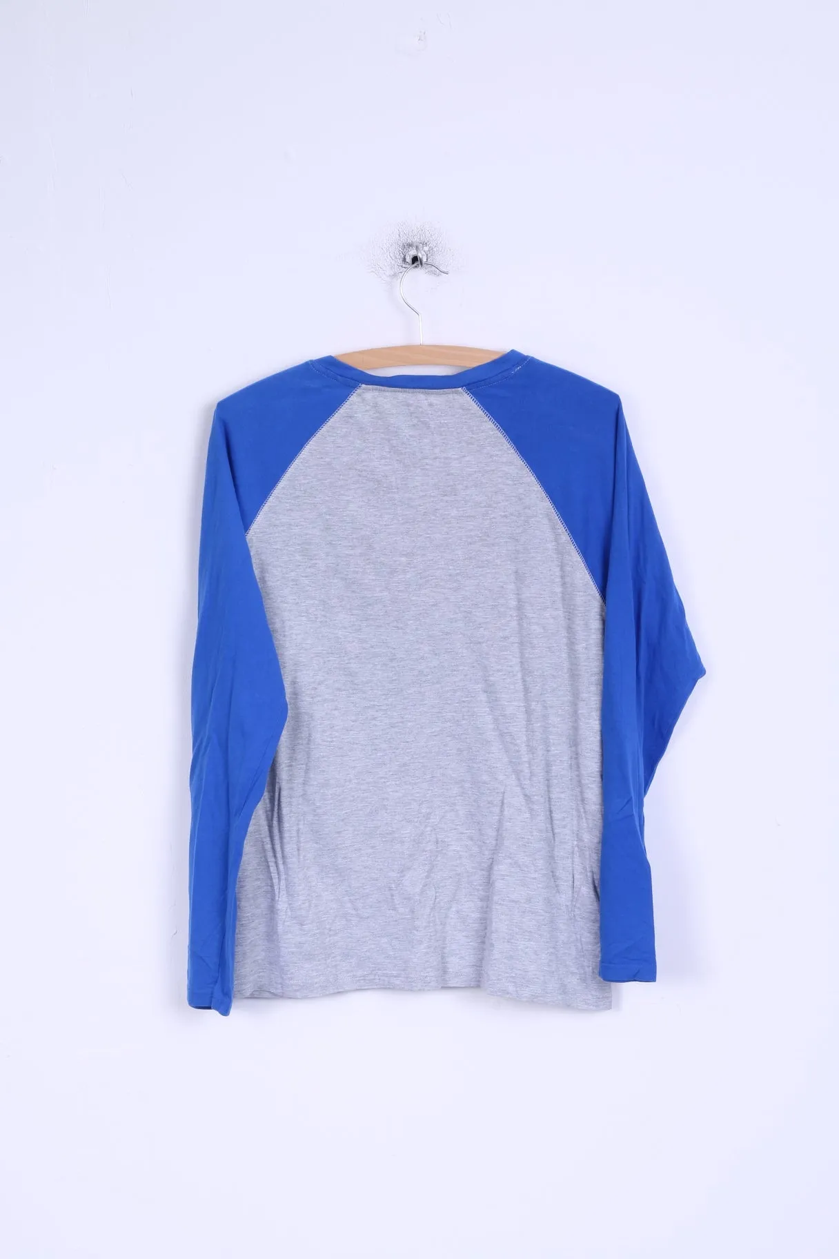 Pepsi Womens L Shirt Cotton Grey Blue Long Sleeve Graphic Stretch Top
