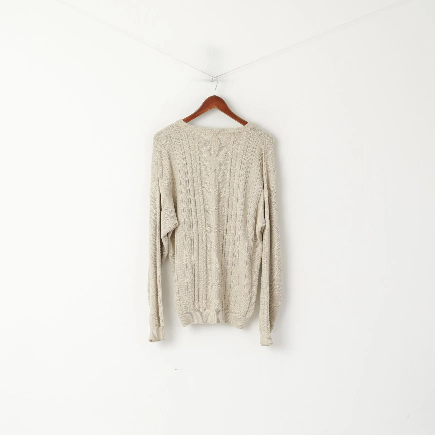 Peter Gribby Men M Jumper Beige Cotton Knitted Marine Club Atlantic Challenge Sweater