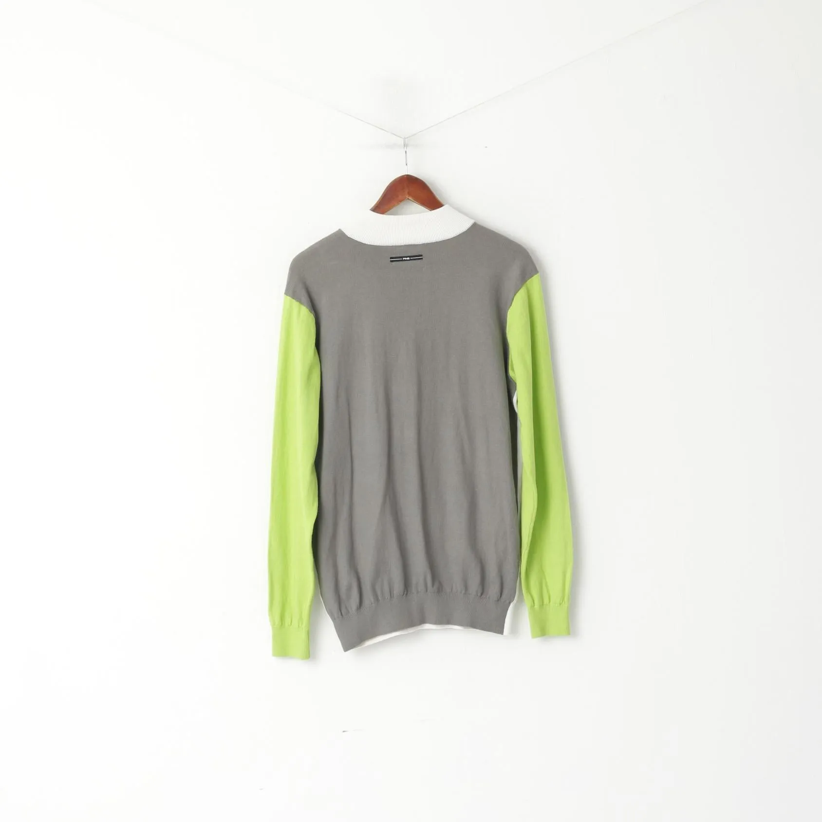 Ping Collection Men M Jumper Cream Cotton Wool Blend Zip Neck Golf Sweater