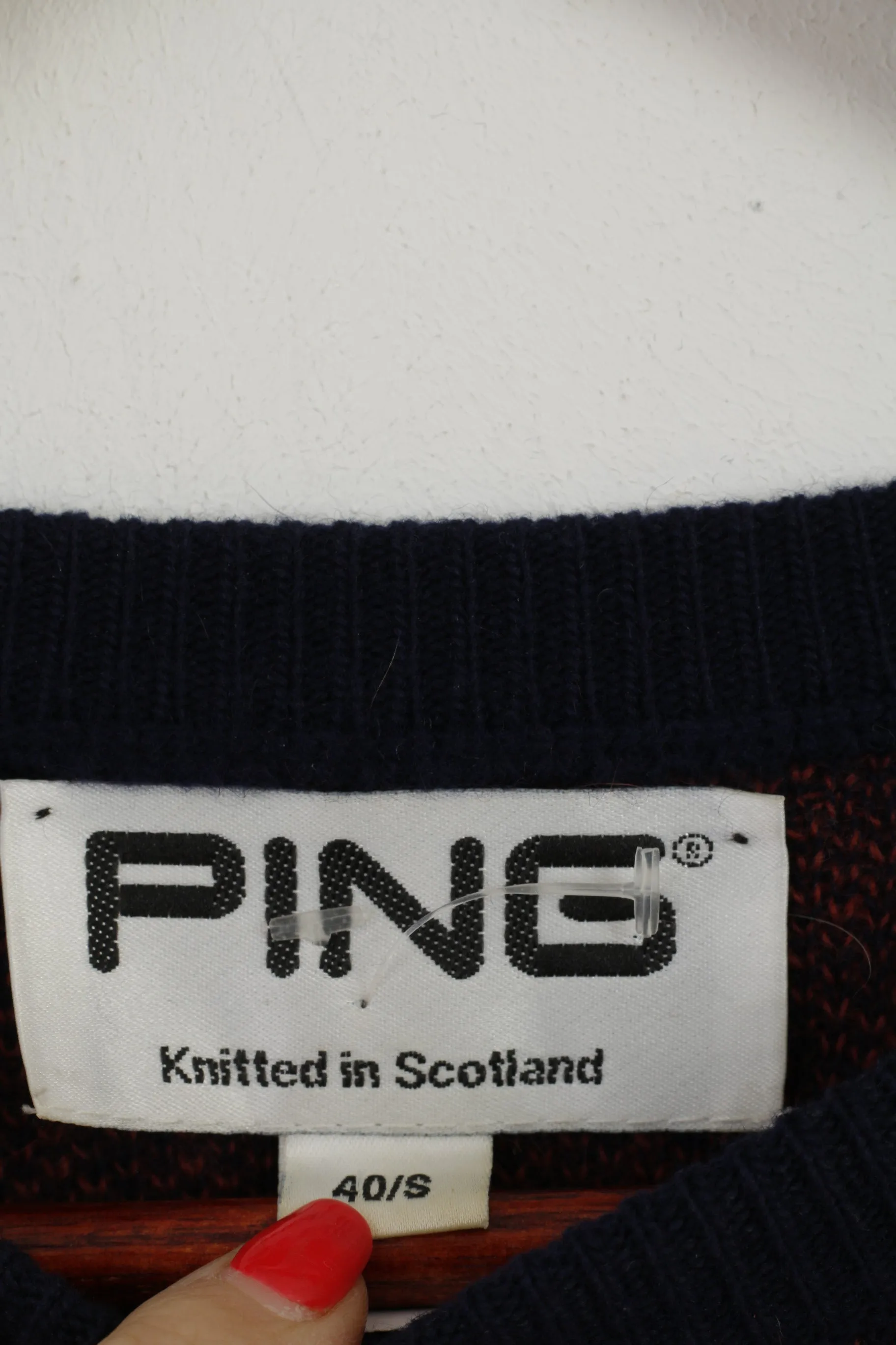 Ping Men 40 S Jumper Navy Solheim Cup Golf Knit Scotland Wool Blend Sweater