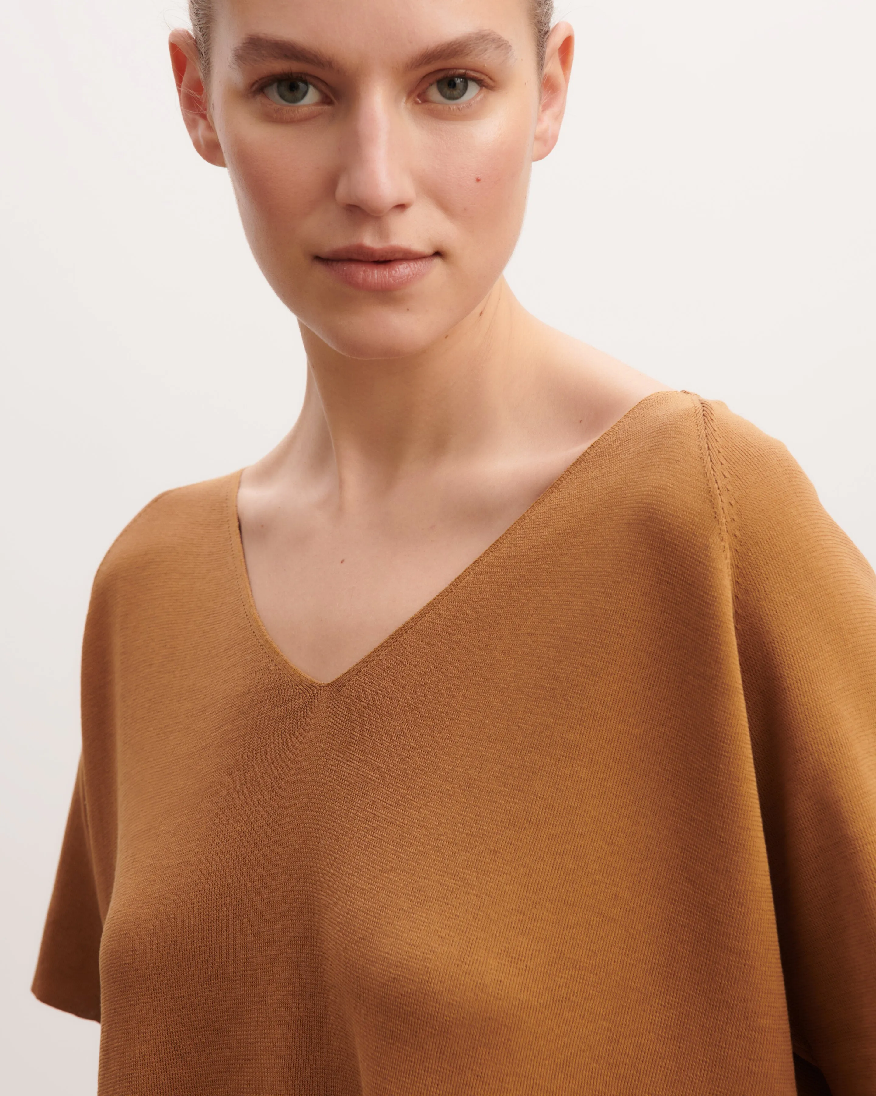 Plain knit V-neck top Eric Bompard