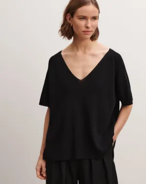 Plain knit V-neck top Eric Bompard