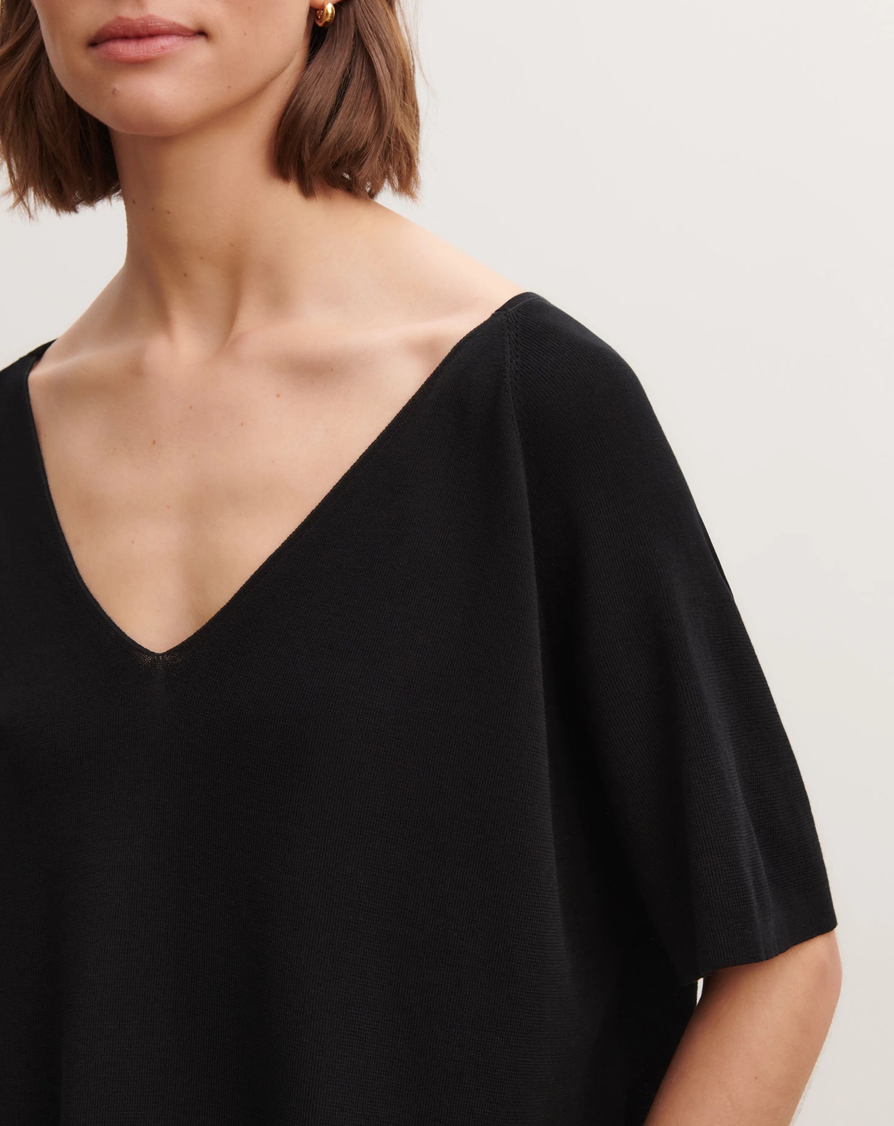 Plain knit V-neck top Eric Bompard