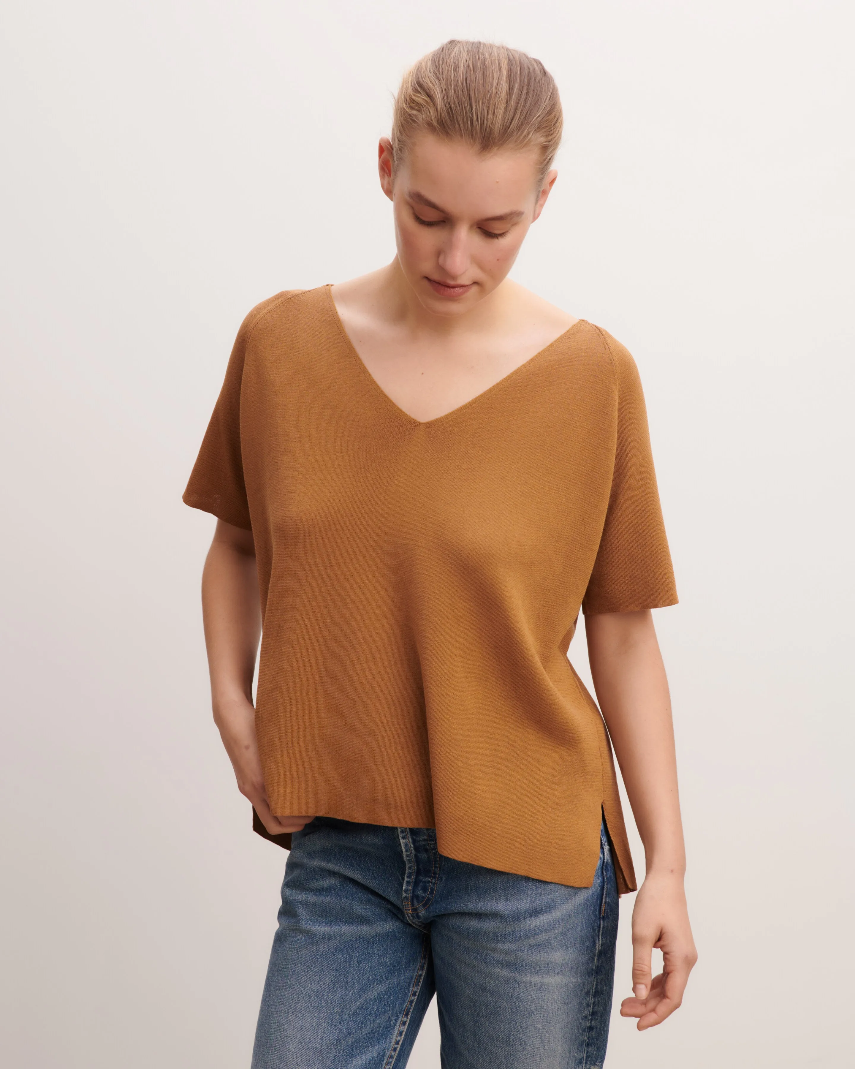 Plain knit V-neck top Eric Bompard