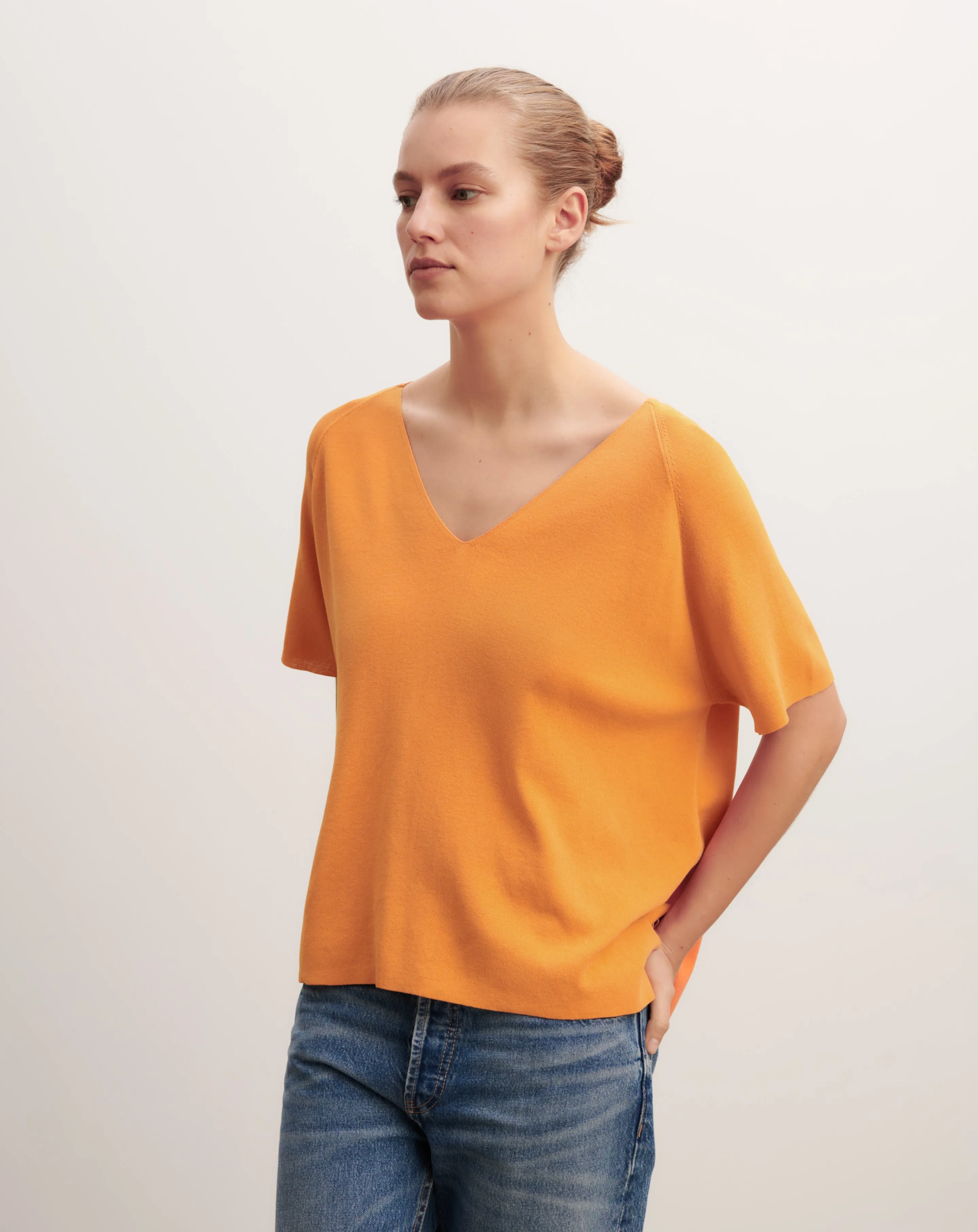Plain knit V-neck top Eric Bompard