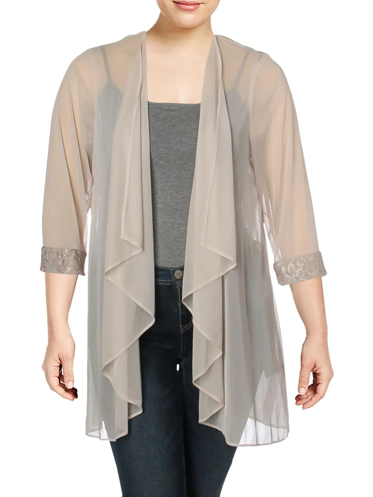 Plus Womens Mesh Sheer Topper Jacket