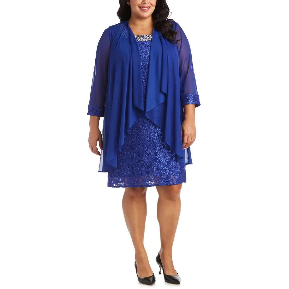 Plus Womens Mesh Sheer Topper Jacket