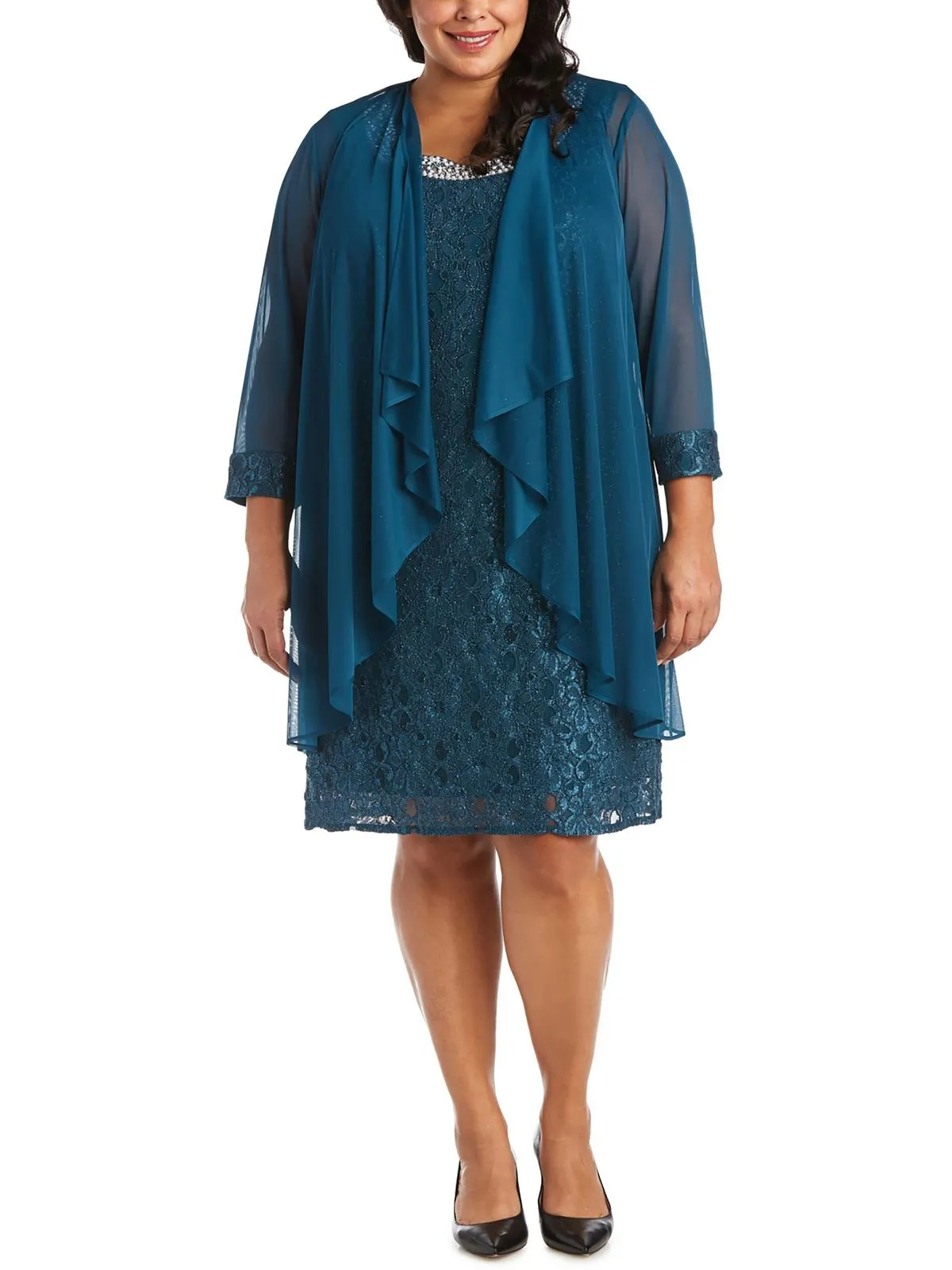Plus Womens Mesh Sheer Topper Jacket