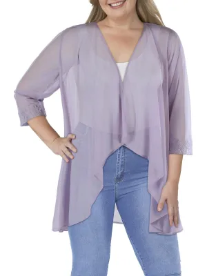 Plus Womens Mesh Sheer Topper Jacket