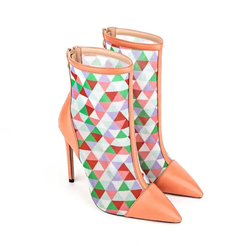 Pointed Toe Mixed Color High Heels Anna Kay Co