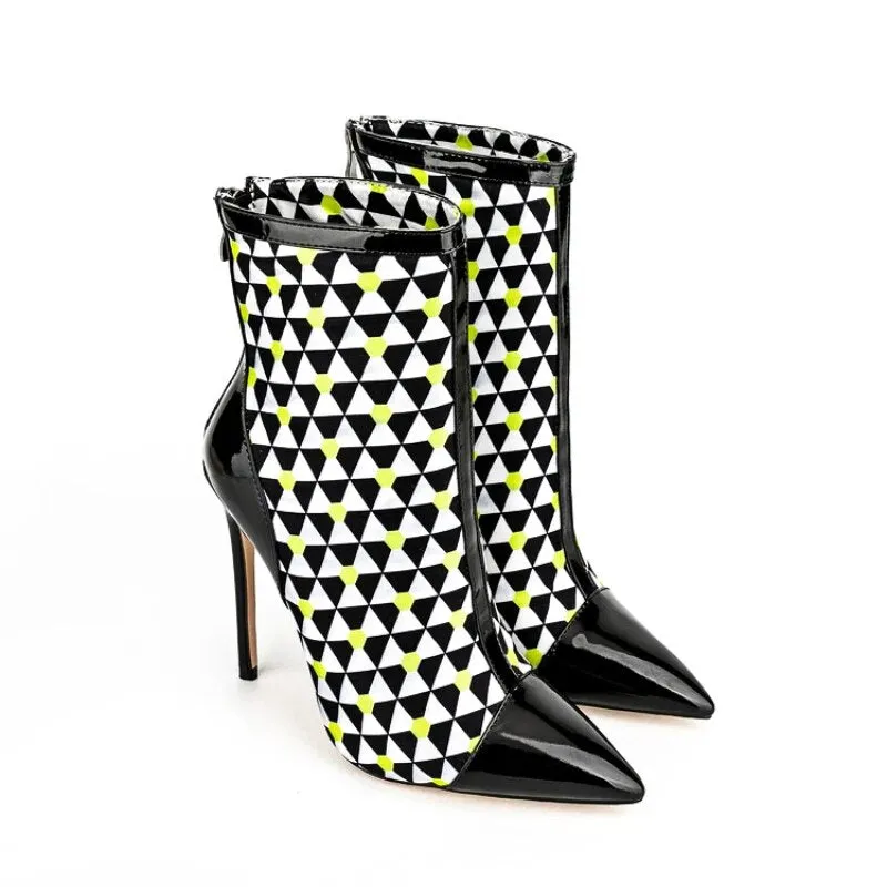 Pointed Toe Mixed Color High Heels Anna Kay Co