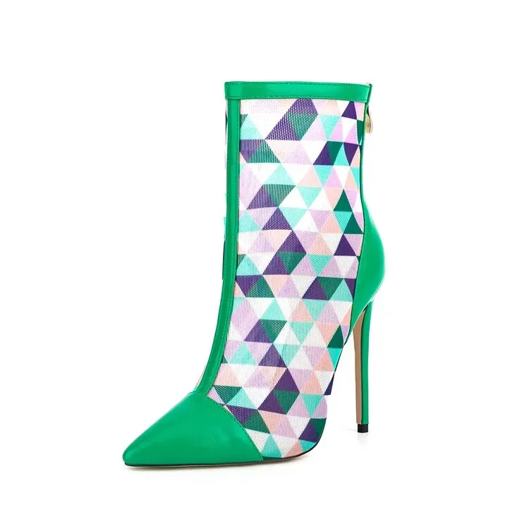 Pointed Toe Mixed Color High Heels Anna Kay Co