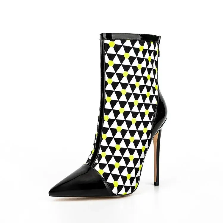 Pointed Toe Mixed Color High Heels Anna Kay Co