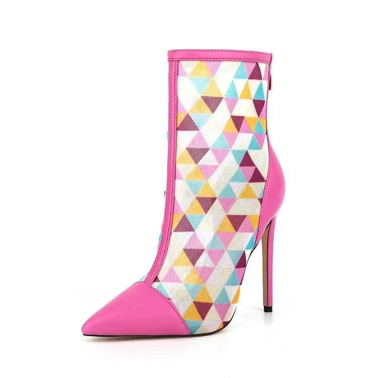 Pointed Toe Mixed Color High Heels Anna Kay Co