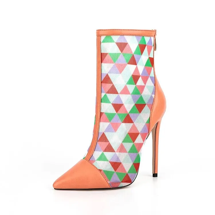 Pointed Toe Mixed Color High Heels Anna Kay Co