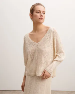 Pointelle V-neck top Eric Bompard