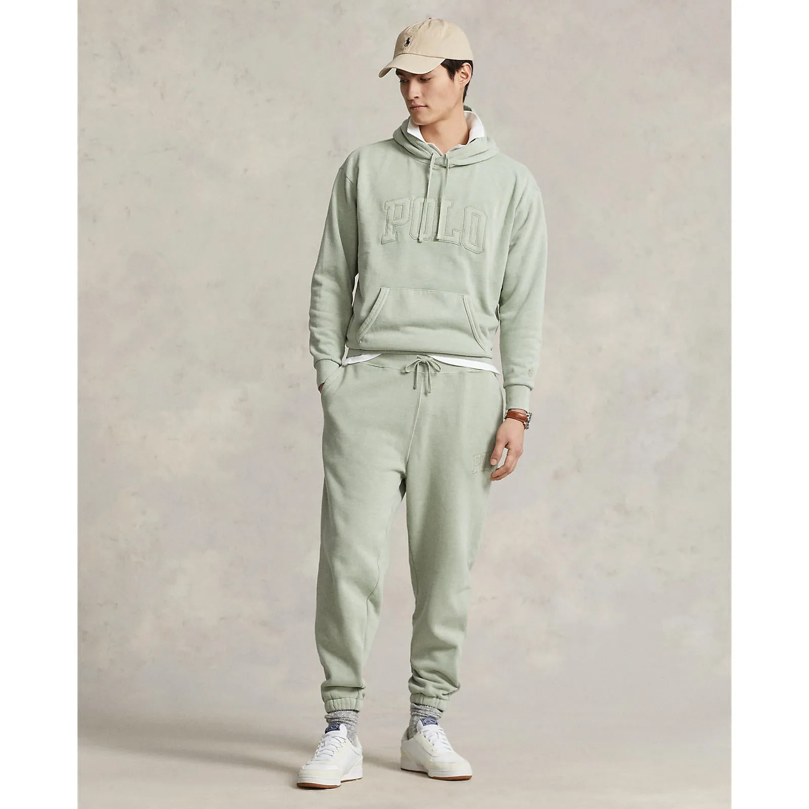 Polo Ralph Lauren - Big Fit Logo Over-Dyed Fleece Hoodie - Dune Heather