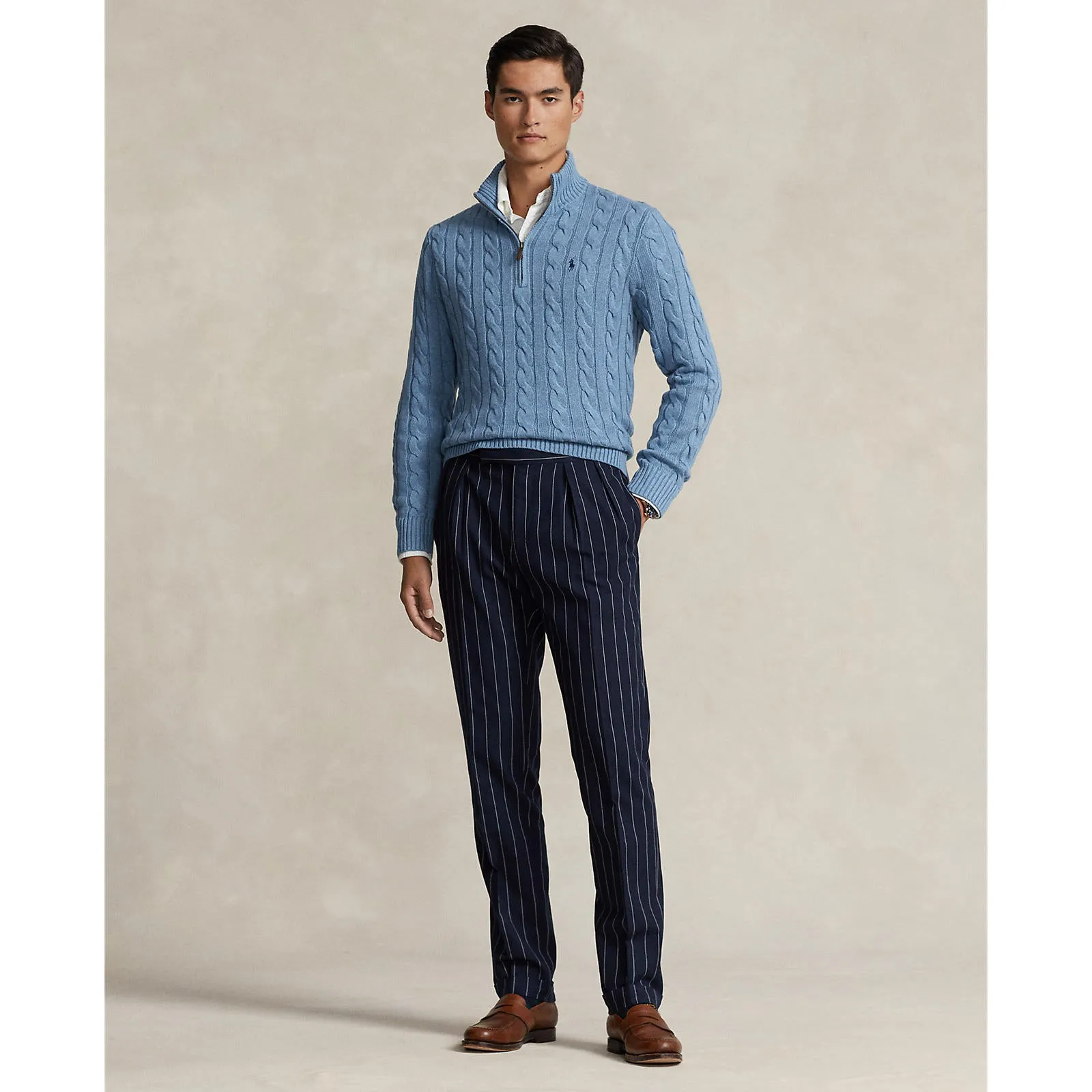 Polo Ralph Lauren - Cable Knit Cotton Sweater - Sky Blue Heather