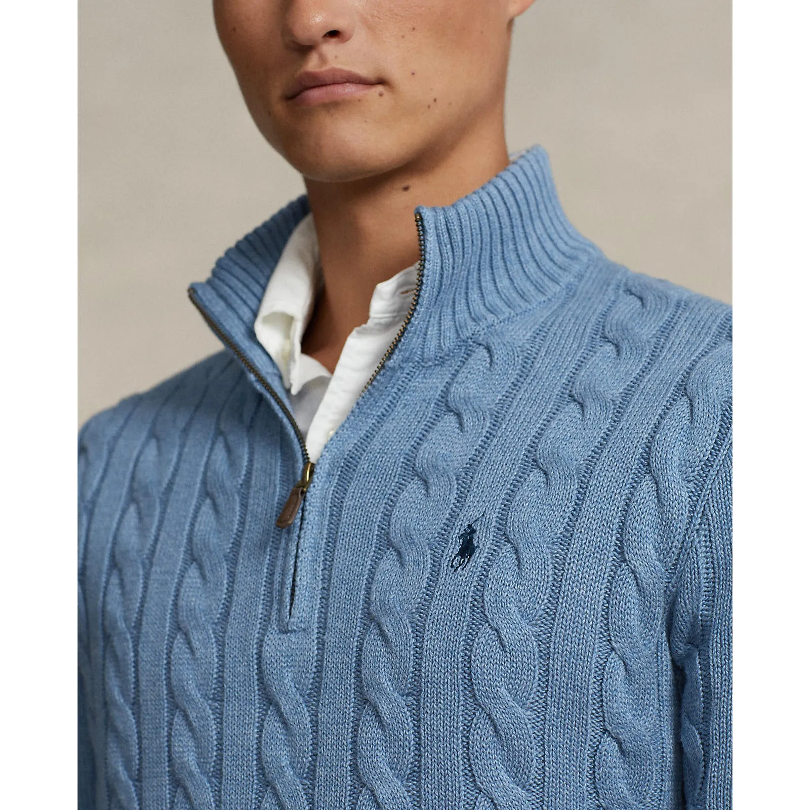 Polo Ralph Lauren - Cable Knit Cotton Sweater - Sky Blue Heather