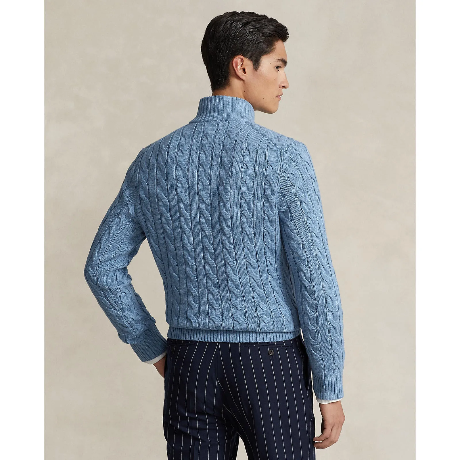 Polo Ralph Lauren - Cable Knit Cotton Sweater - Sky Blue Heather