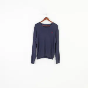 Polo Ralph Lauren Men M Jumper V Neck Prima Cotton Navy Classic Top