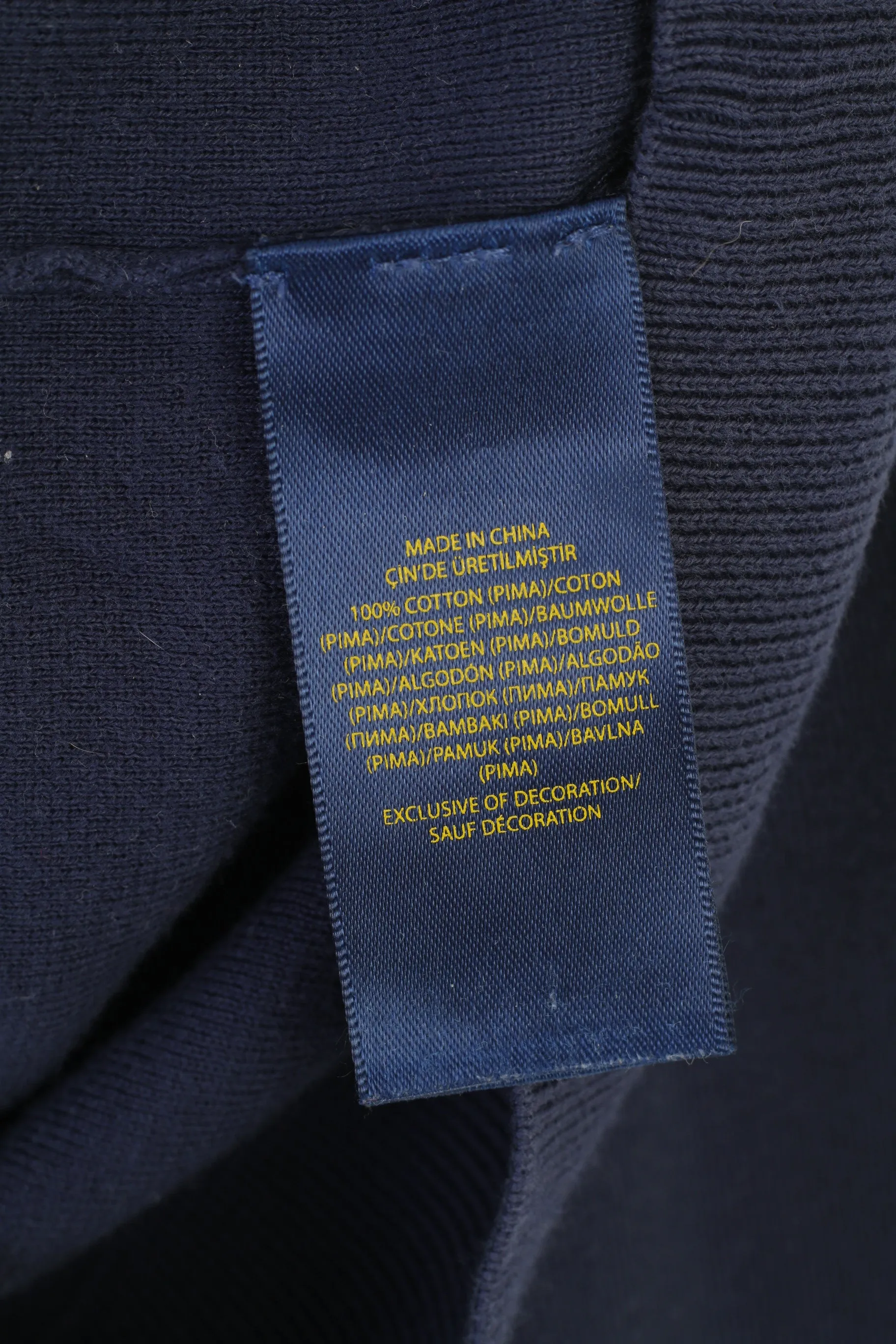 Polo Ralph Lauren Men M Jumper V Neck Prima Cotton Navy Classic Top