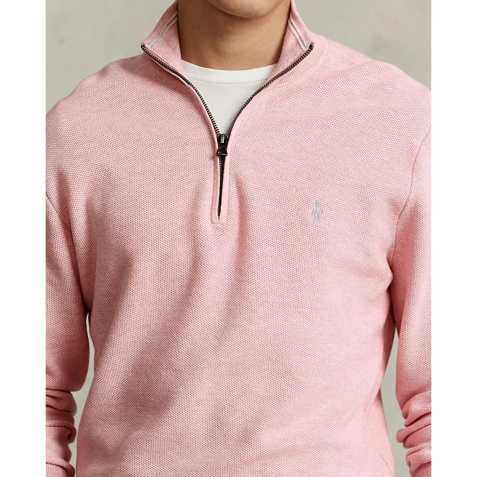 Polo Ralph Lauren - Mesh-Knit Cotton Quarter-Zip Pullover - Pink Heather