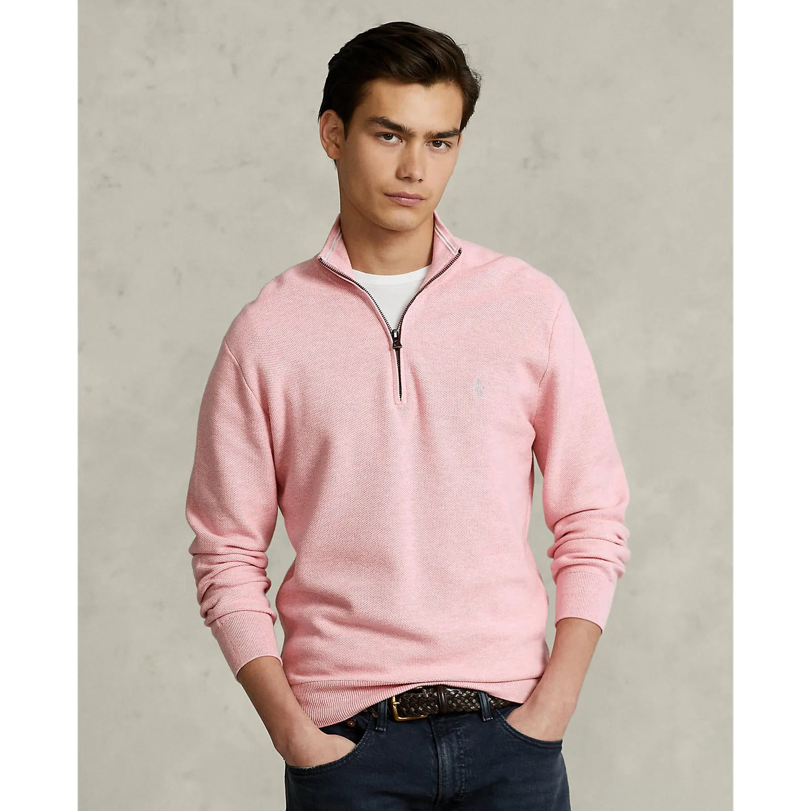 Polo Ralph Lauren - Mesh-Knit Cotton Quarter-Zip Pullover - Pink Heather