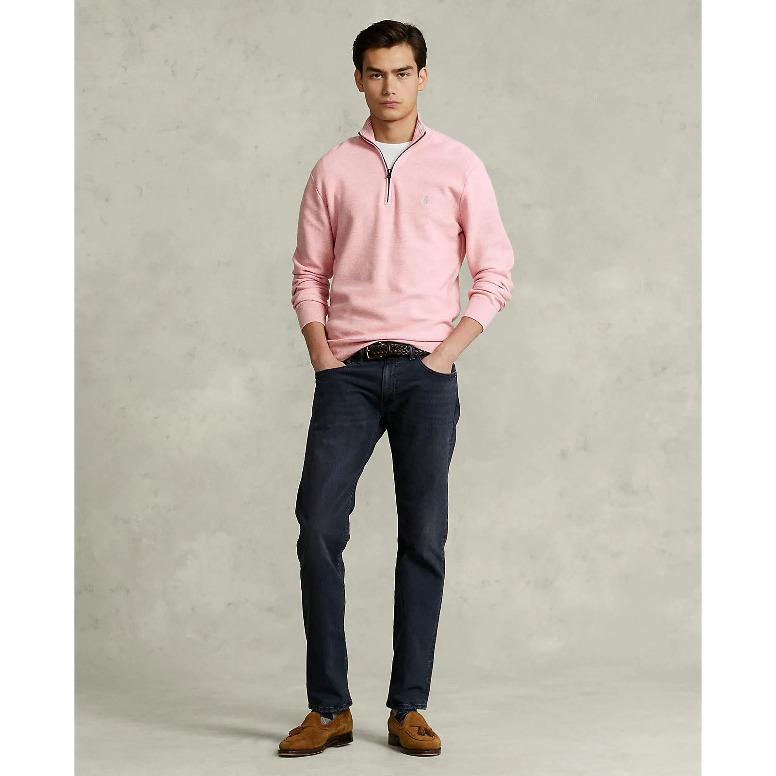 Polo Ralph Lauren - Mesh-Knit Cotton Quarter-Zip Pullover - Pink Heather
