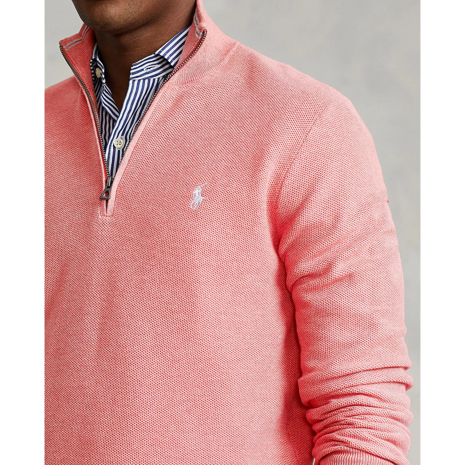 Polo Ralph Lauren - Mesh Knit Cotton Quarter Zip Sweater - Amalfi Red Heather