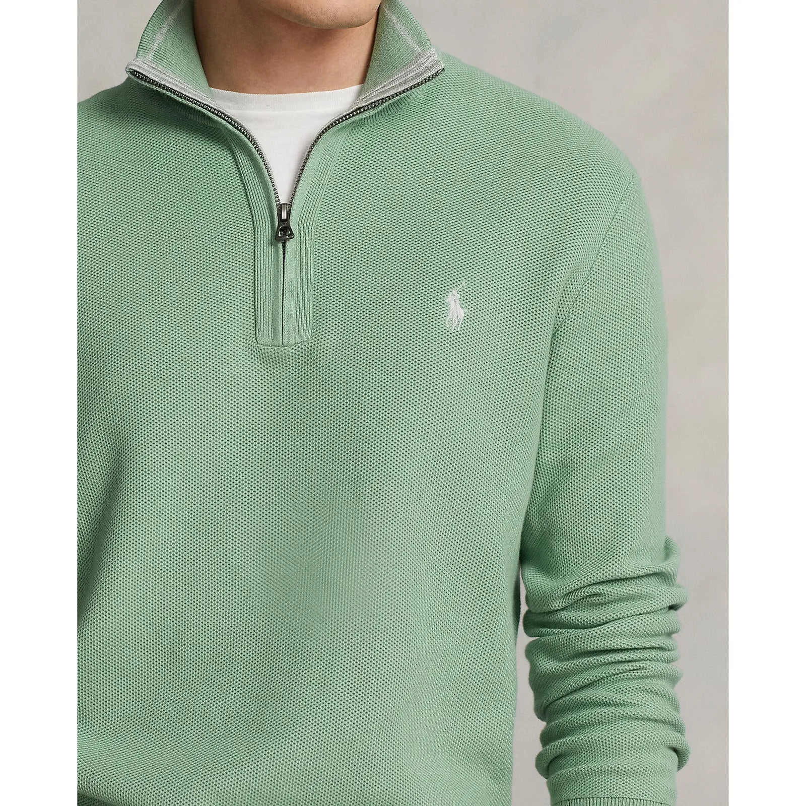 Polo Ralph Lauren - Mesh-Knit Cotton Quarter-Zip Sweater - Pistachio