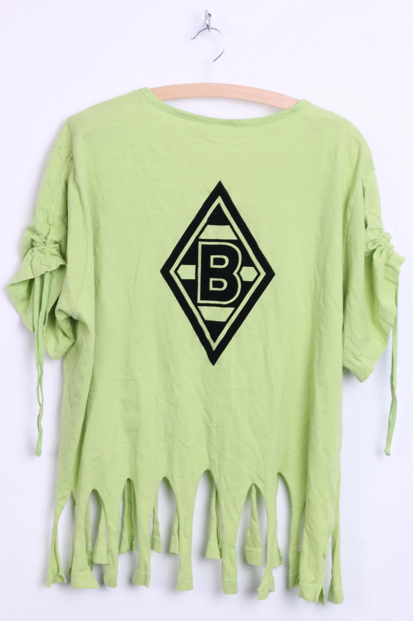 Queen -Size Womens 2XL 48/50 Shirt Neo Green Fringe Fankurven Cotton Festival Vintage 90s