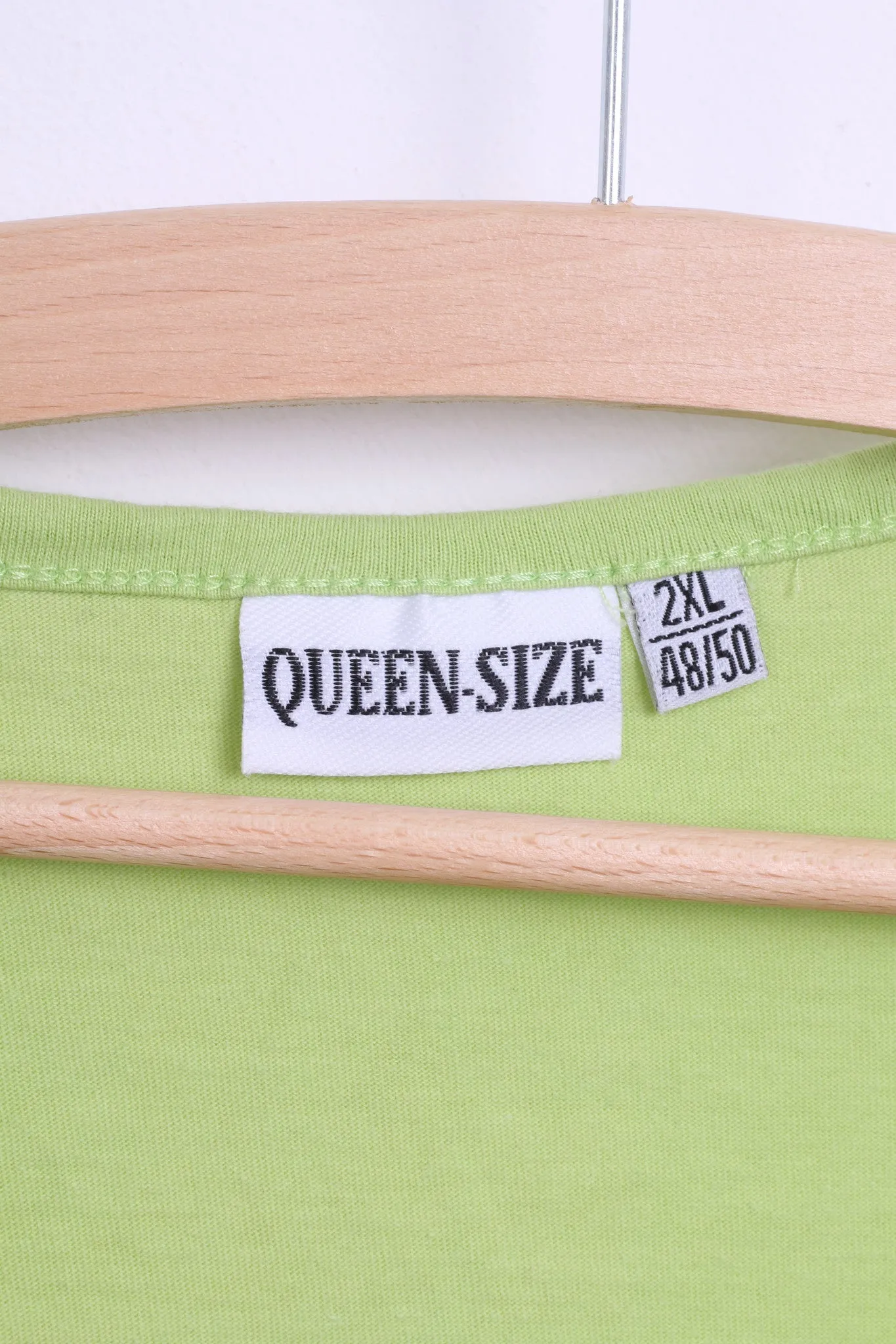 Queen -Size Womens 2XL 48/50 Shirt Neo Green Fringe Fankurven Cotton Festival Vintage 90s
