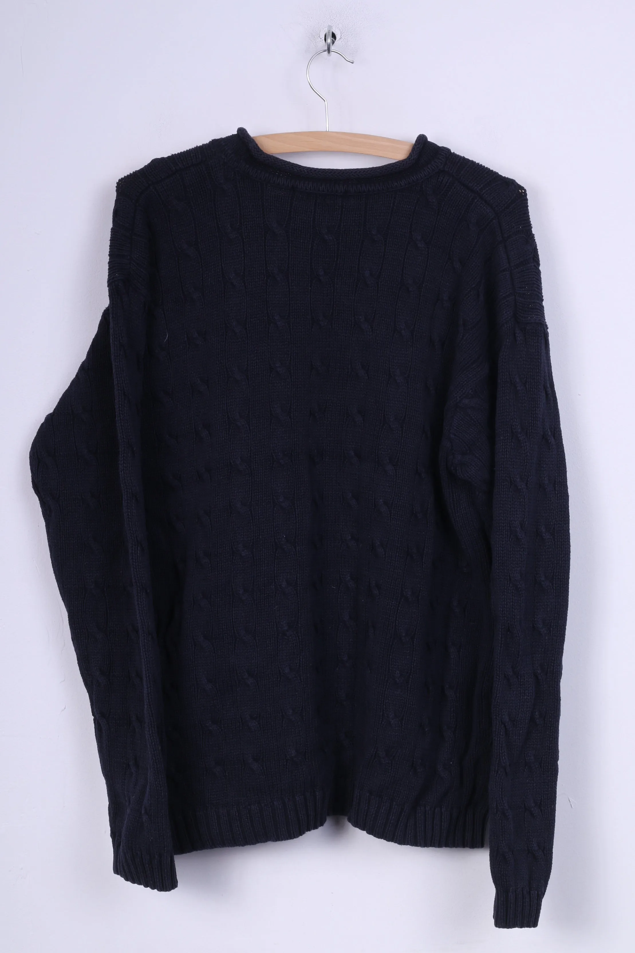 Racing Green Mens L Jumper Navy Cotton Sweater Knitt