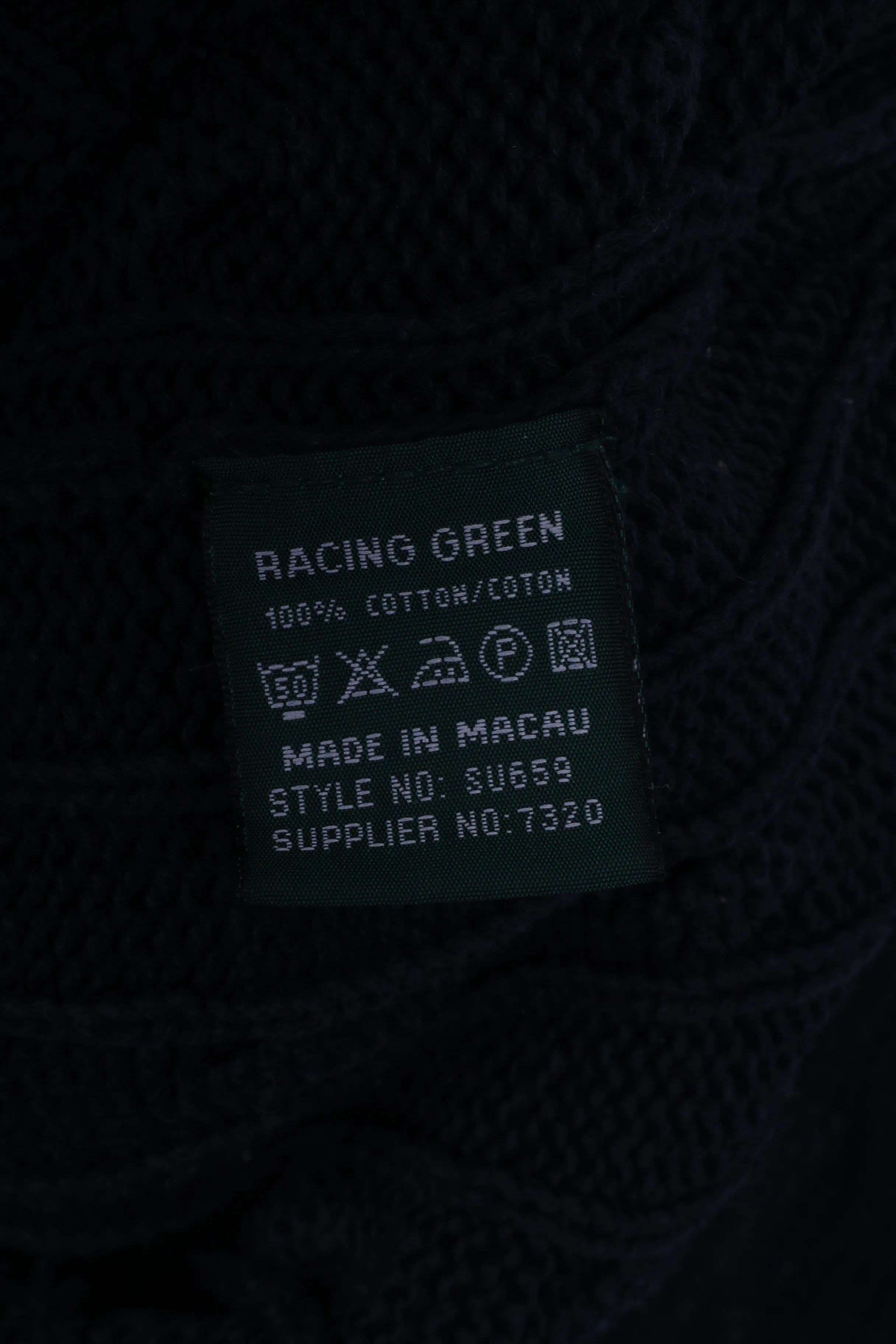 Racing Green Mens L Jumper Navy Cotton Sweater Knitt