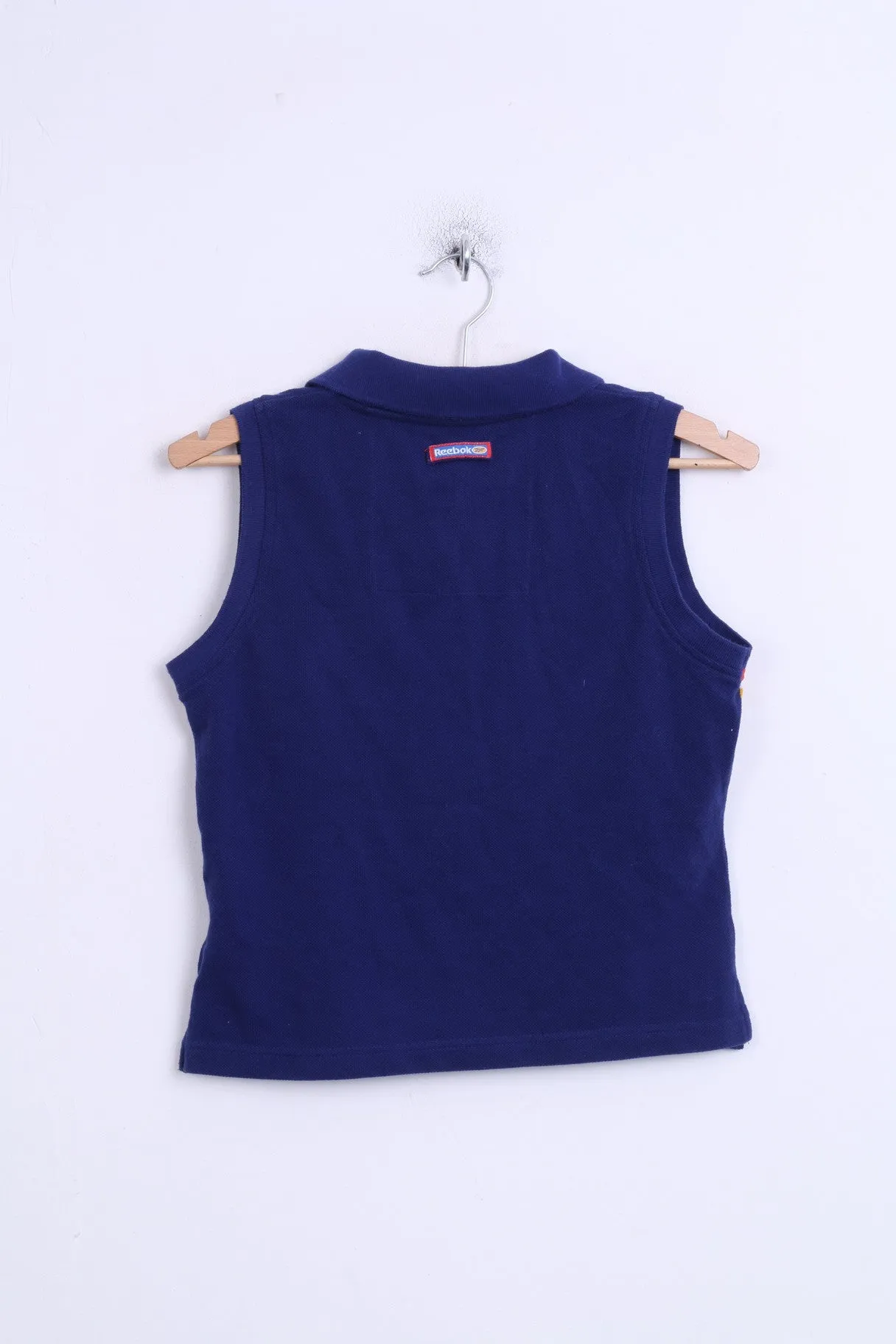 Reebok Womens 10 S Shirt Sleeveless Navy Vintage V Neck Cotton Top
