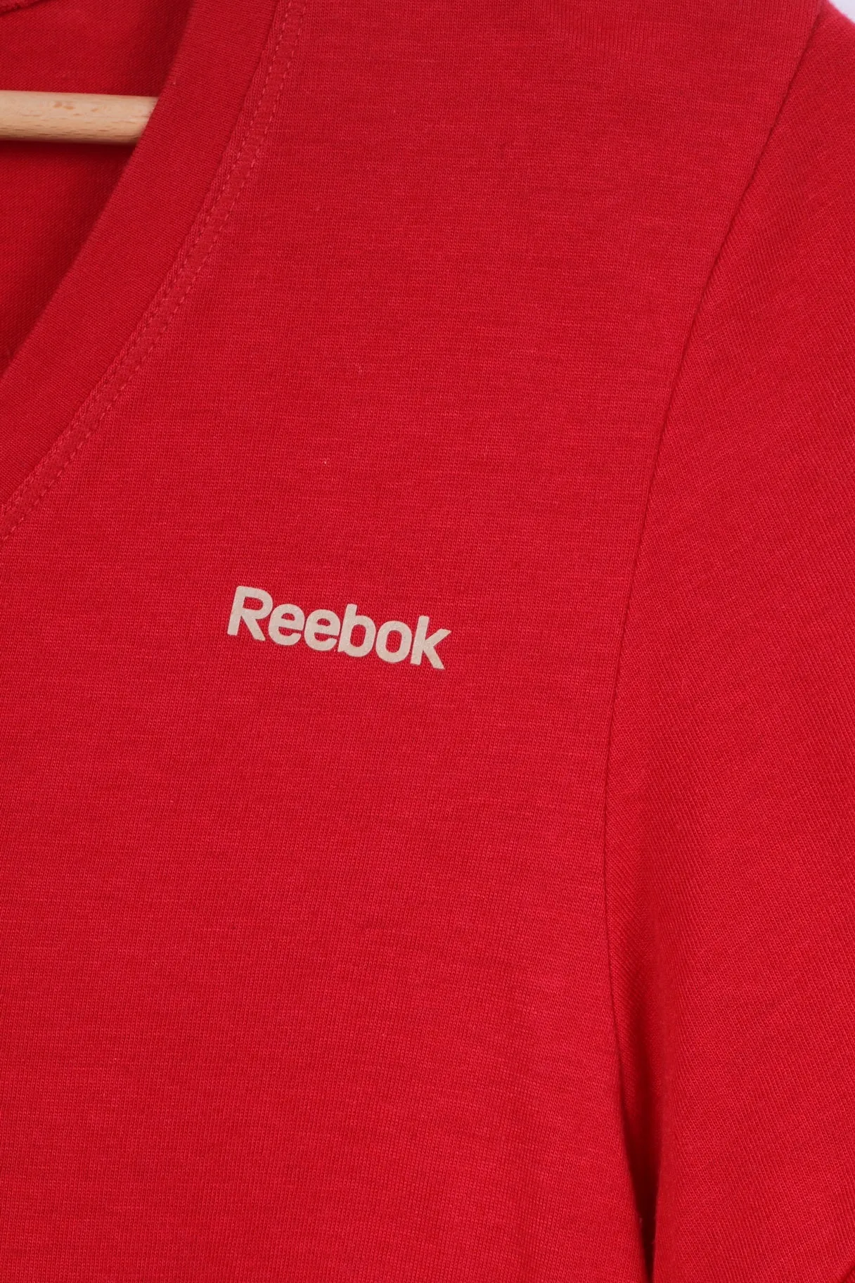 Reebok Womens M  Shirt Fitness First Red V Neck Short Sleeve Summer