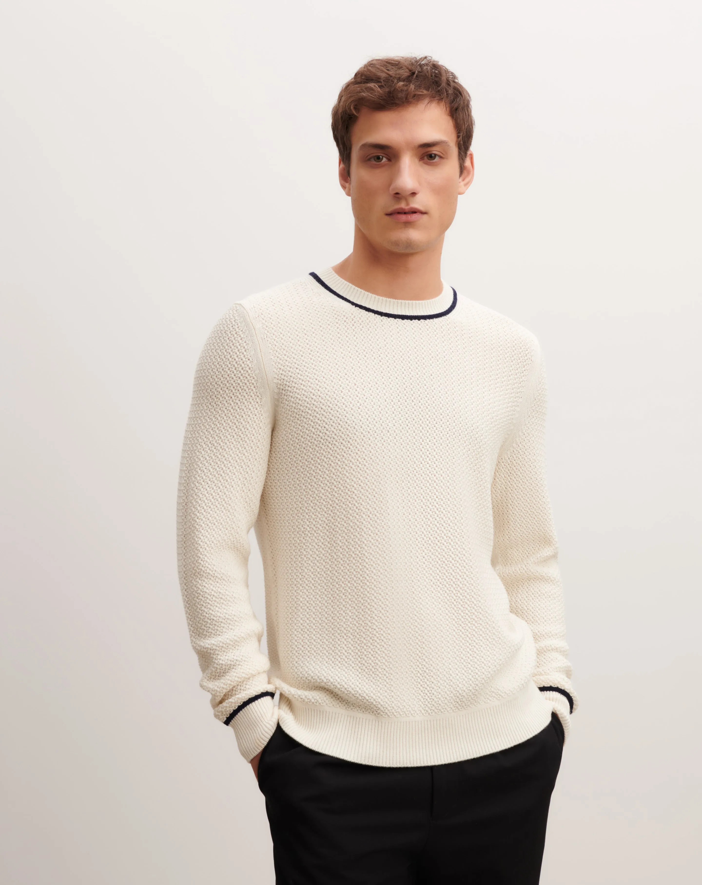 Retro stitch round neck pullover Eric Bompard