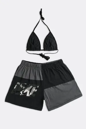 Rework Nike Patchwork Tee Shorts Set - L Frankie