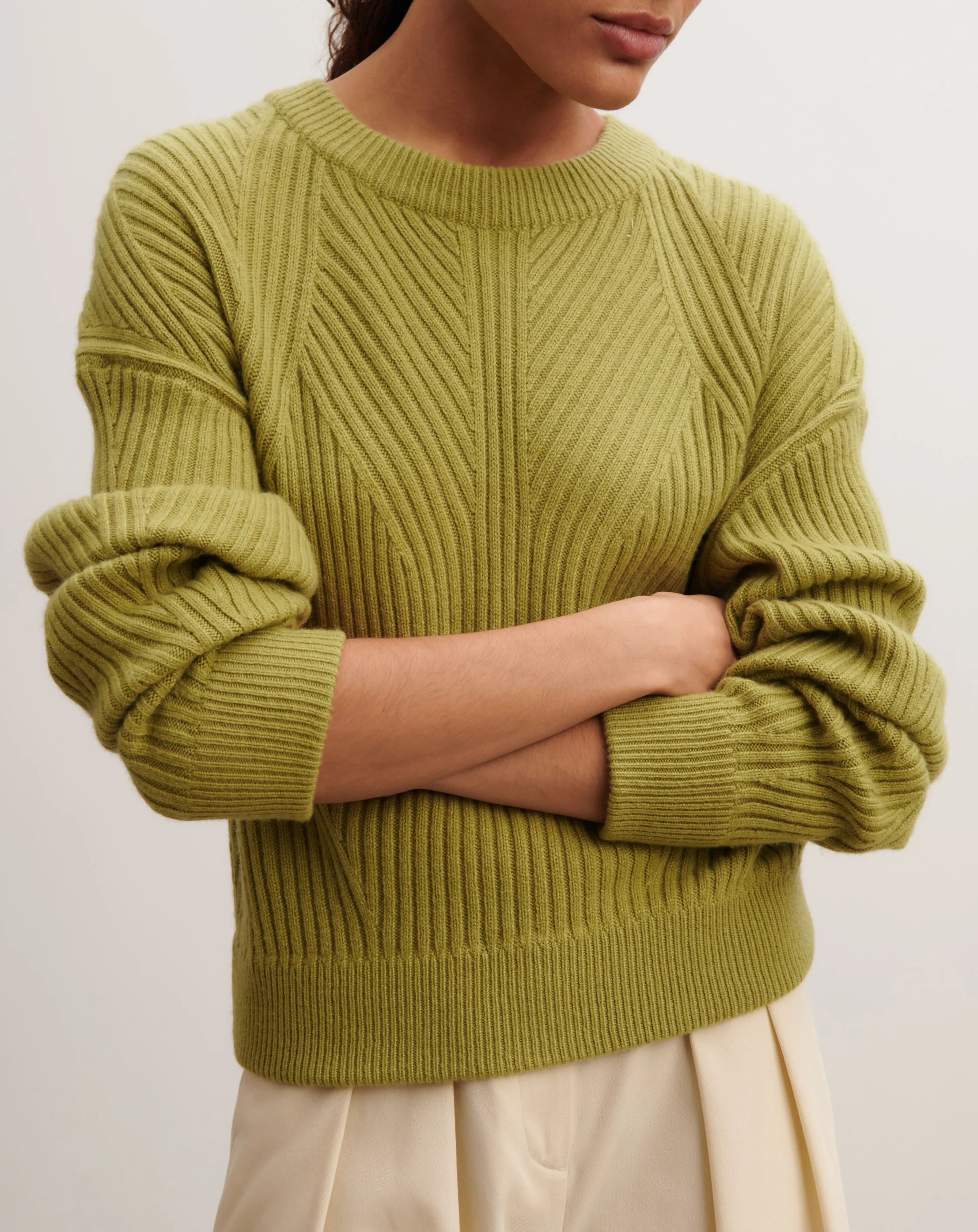 Ribbed round neck pullover Eric Bompard