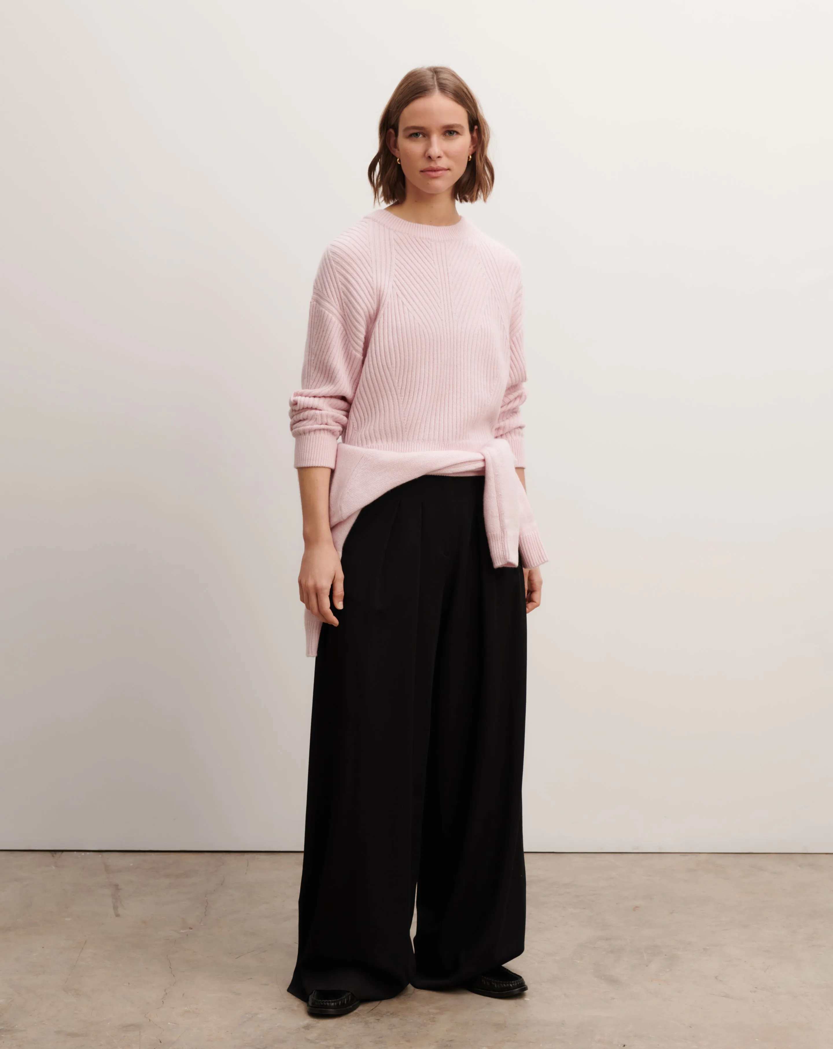 Ribbed round neck pullover Eric Bompard