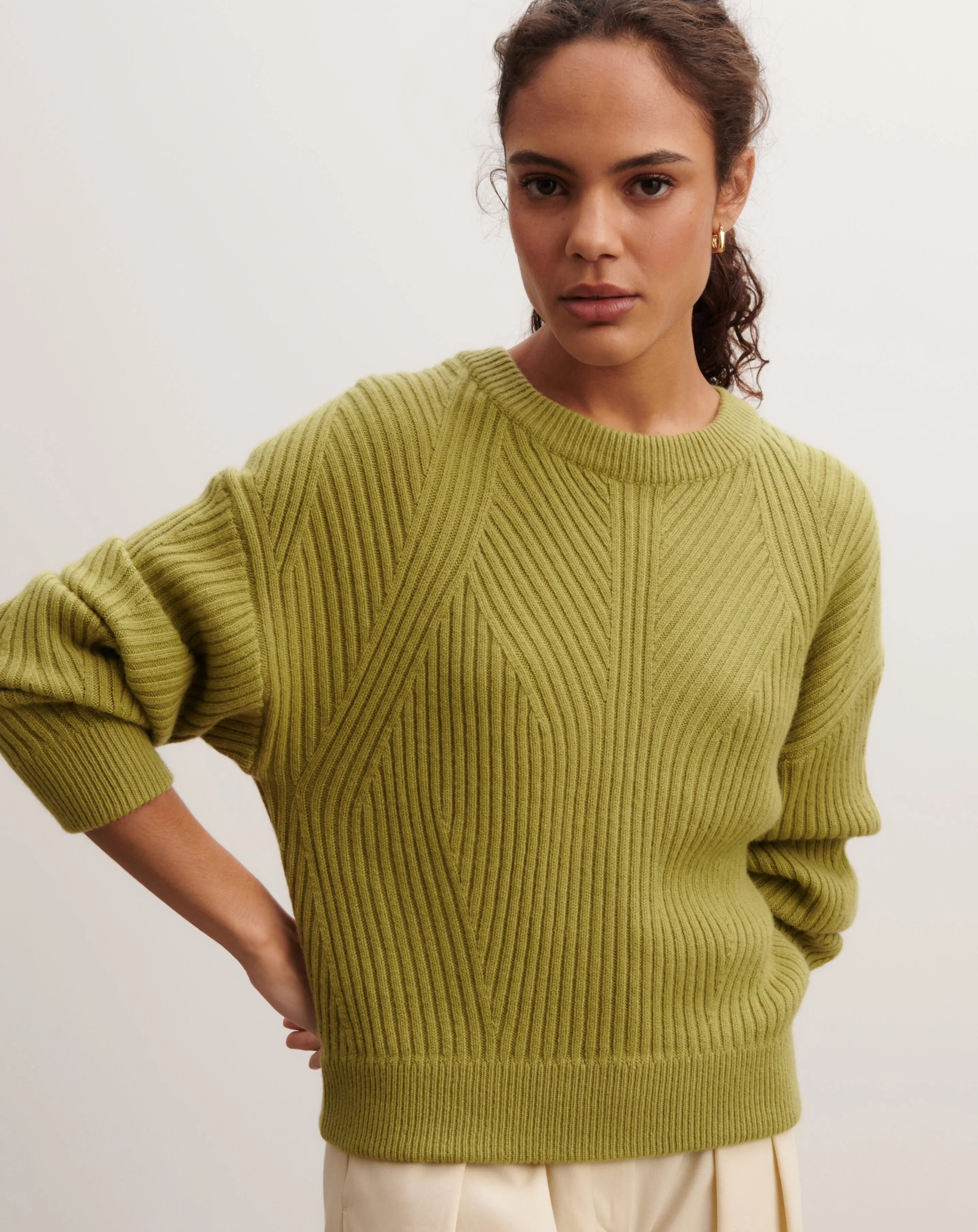 Ribbed round neck pullover Eric Bompard