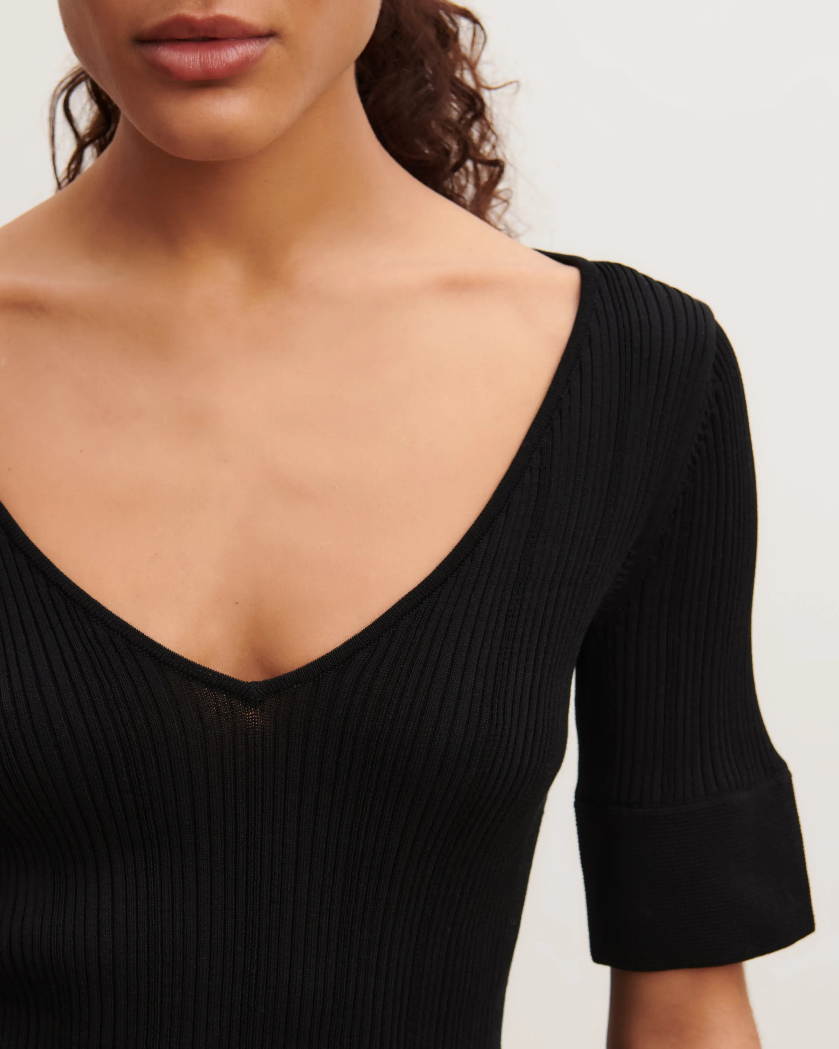 Ribbed V-neck top Eric Bompard