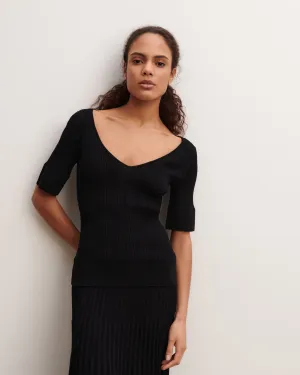 Ribbed V-neck top Eric Bompard