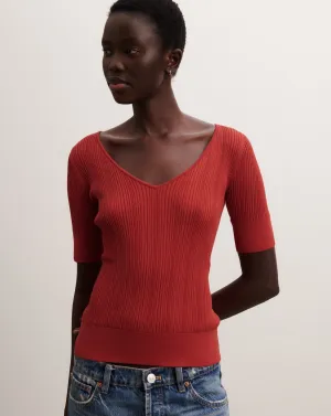 Ribbed V-neck top Eric Bompard