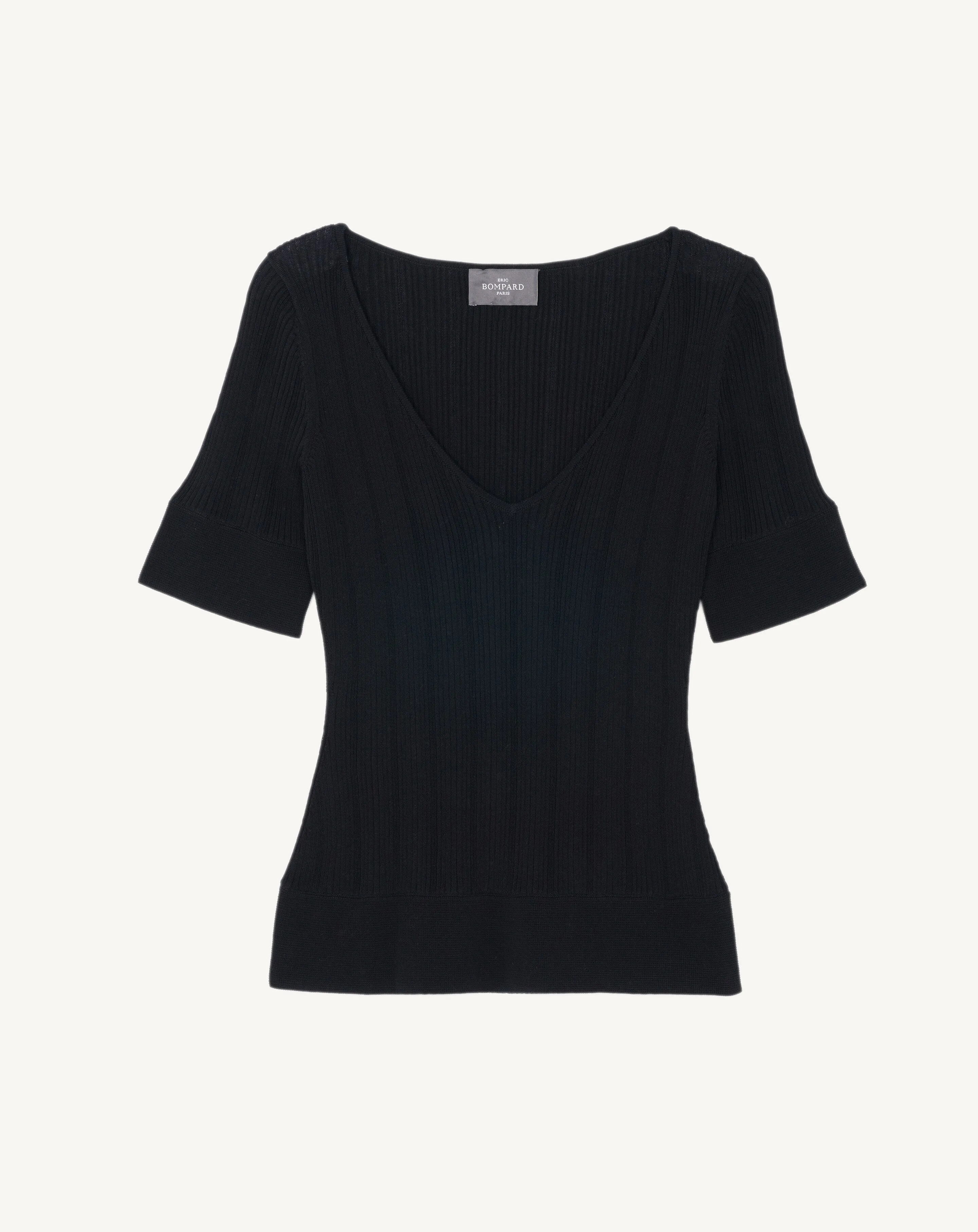 Ribbed V-neck top Eric Bompard