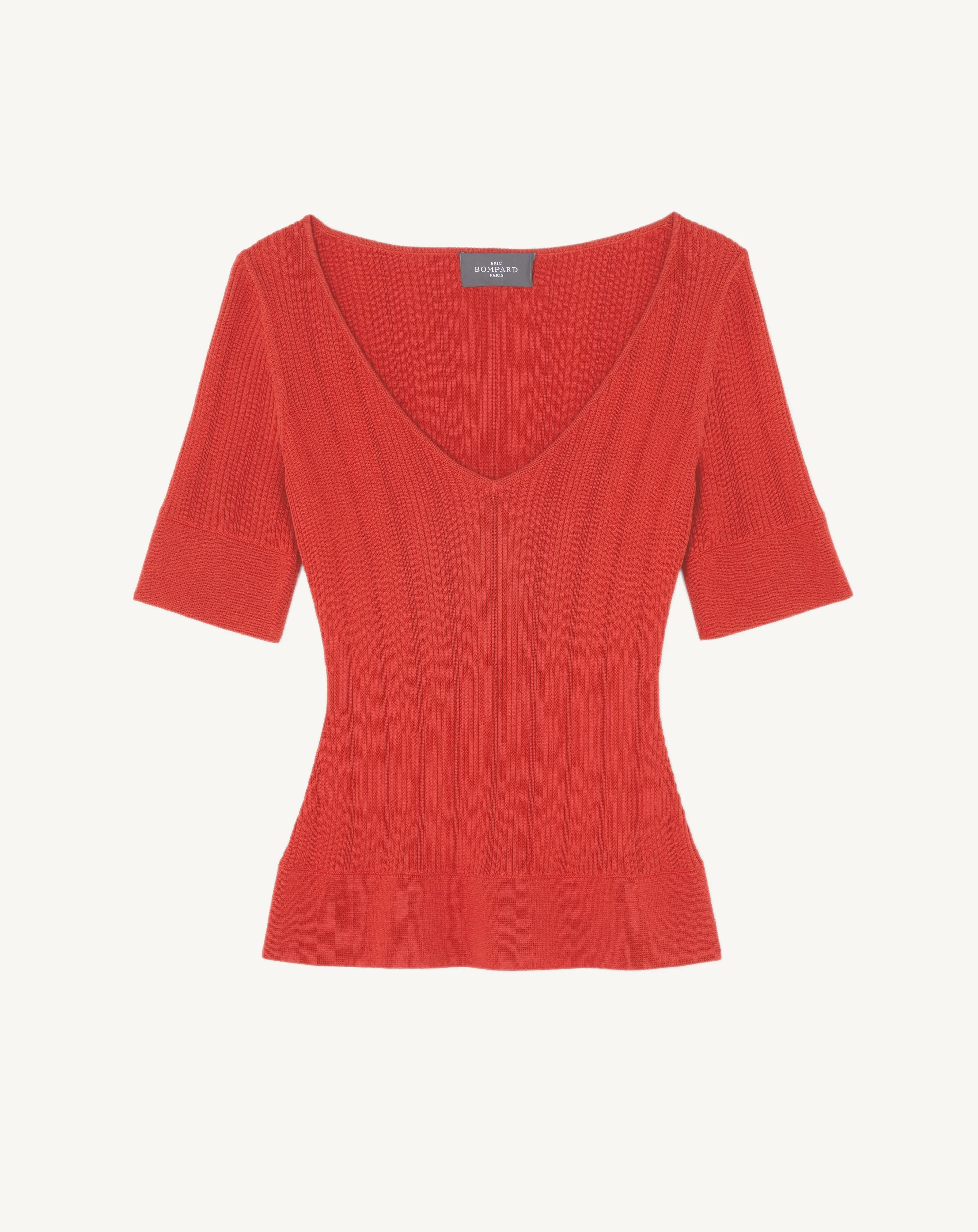 Ribbed V-neck top Eric Bompard