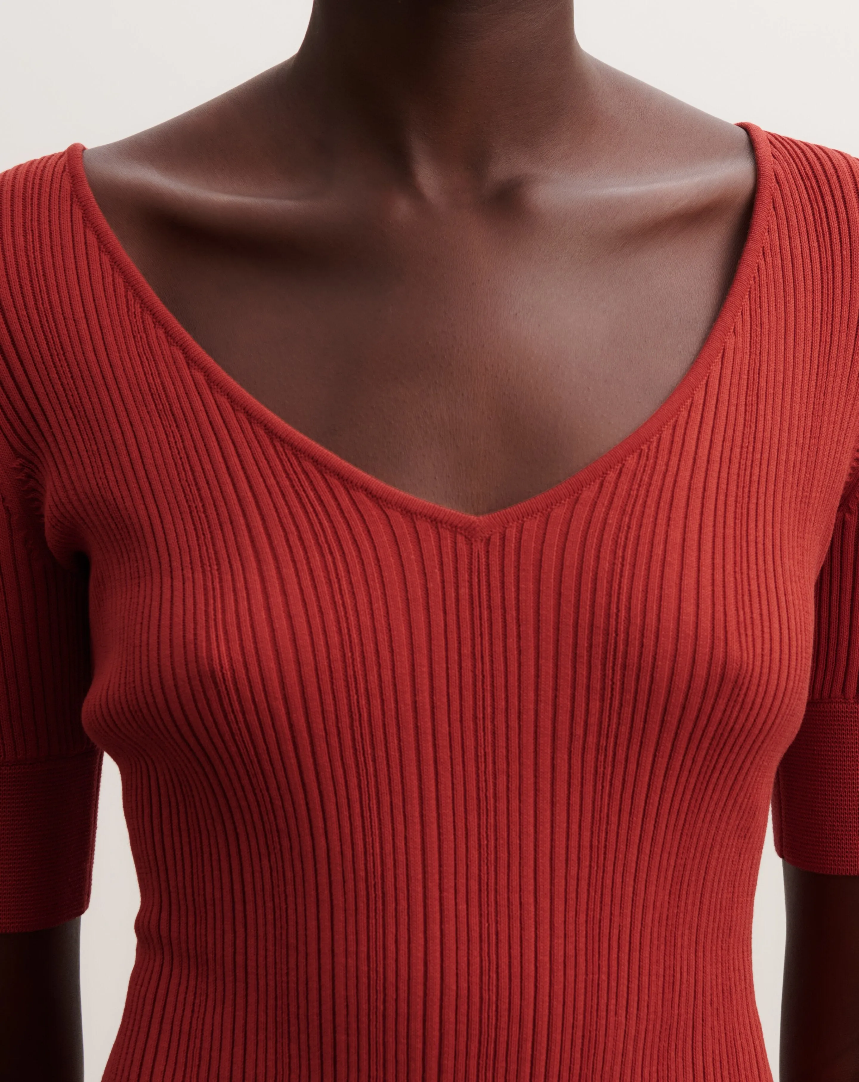 Ribbed V-neck top Eric Bompard