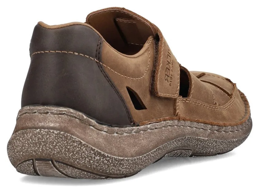 Rieker 03078-25 Mens Leather Extra-Wide Fit Touch Fastening Sandal
