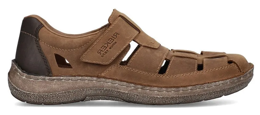 Rieker 03078-25 Mens Leather Extra-Wide Fit Touch Fastening Sandal